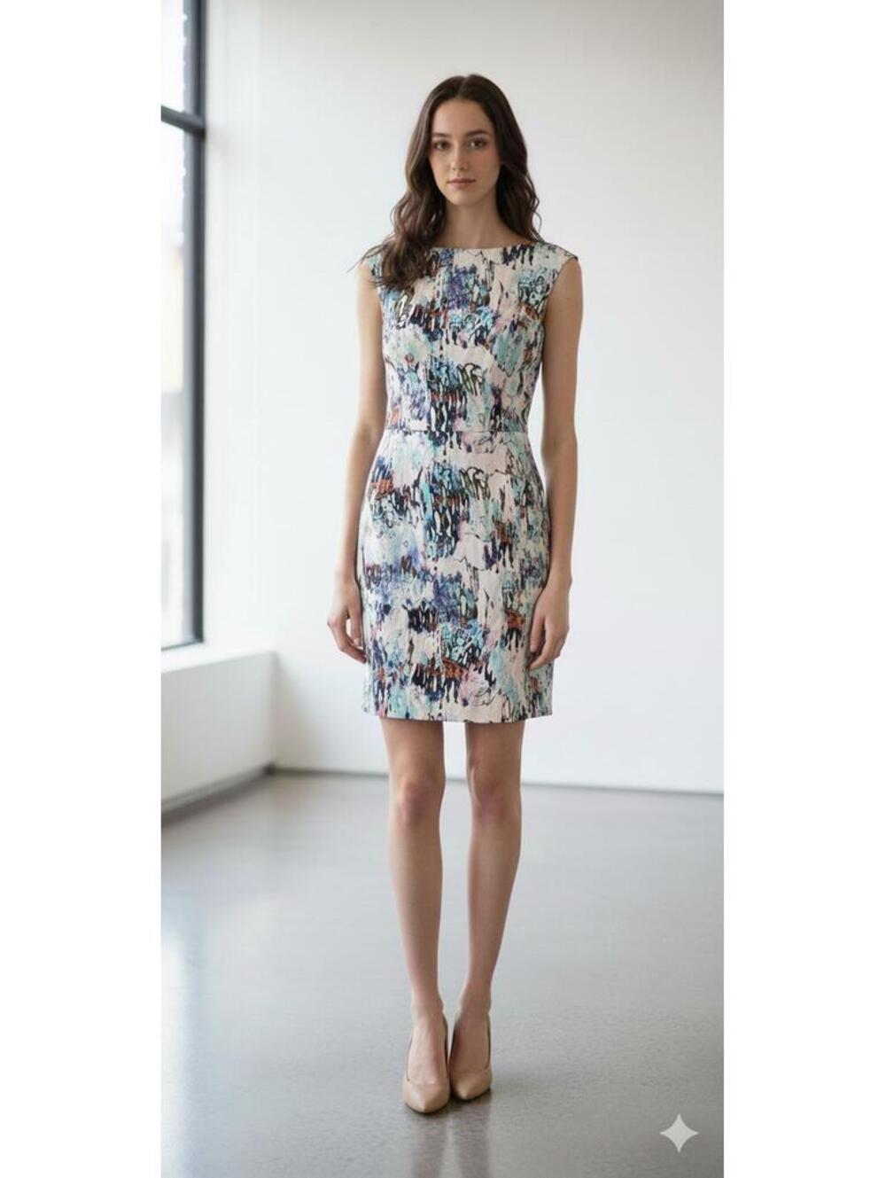 FRENCH CONNECTION - Abstract Multicolor Sleeveless Sheath Dress - Size 2
